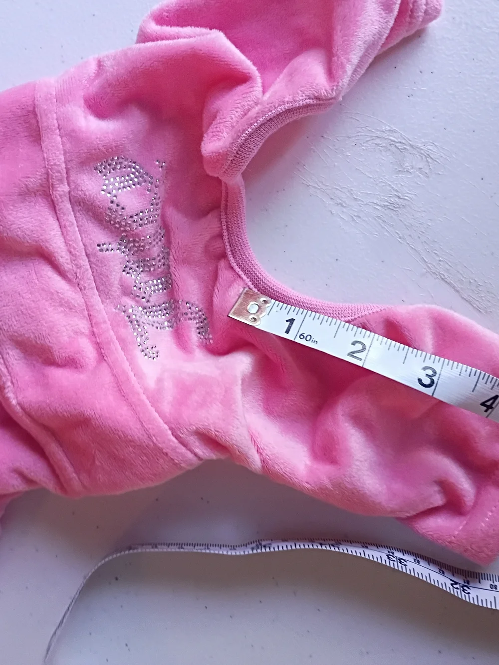 Juicy Couture Pink Velour Dog Hoodie with Rhinestone Heart